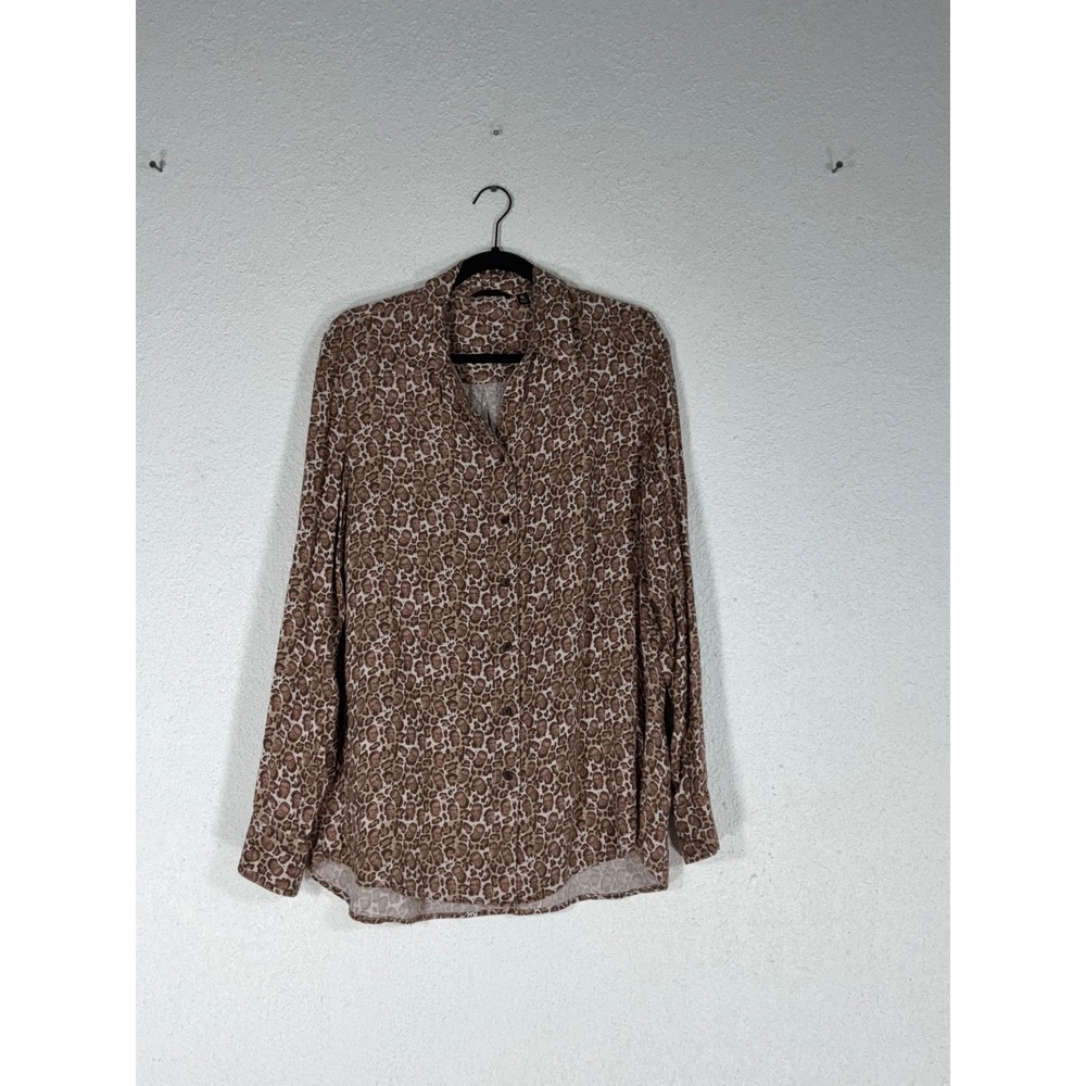 Betabrand Brown Leopard RBG Button Down - XL - Ruth Bader Ginsburg Novelty Print